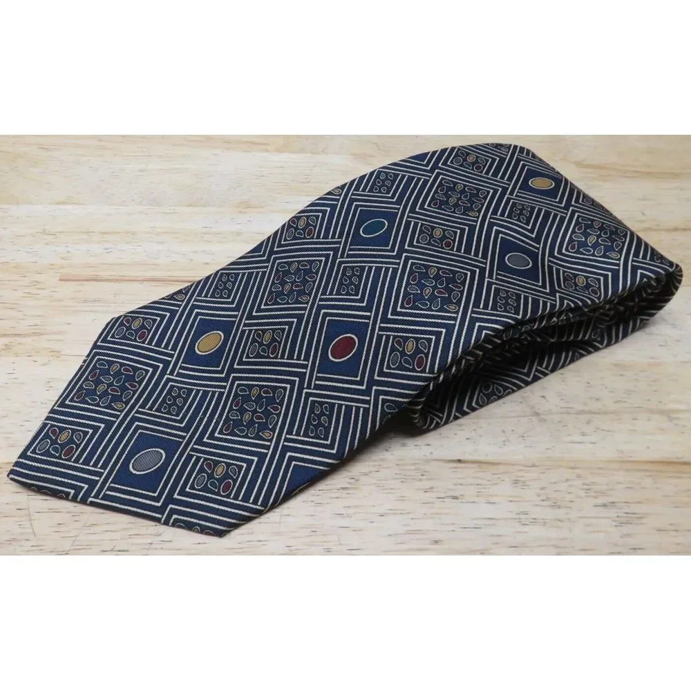 Gitman Bros. Necktie Tie Geometric Made in USA Handmade Silk‎ Multicolor